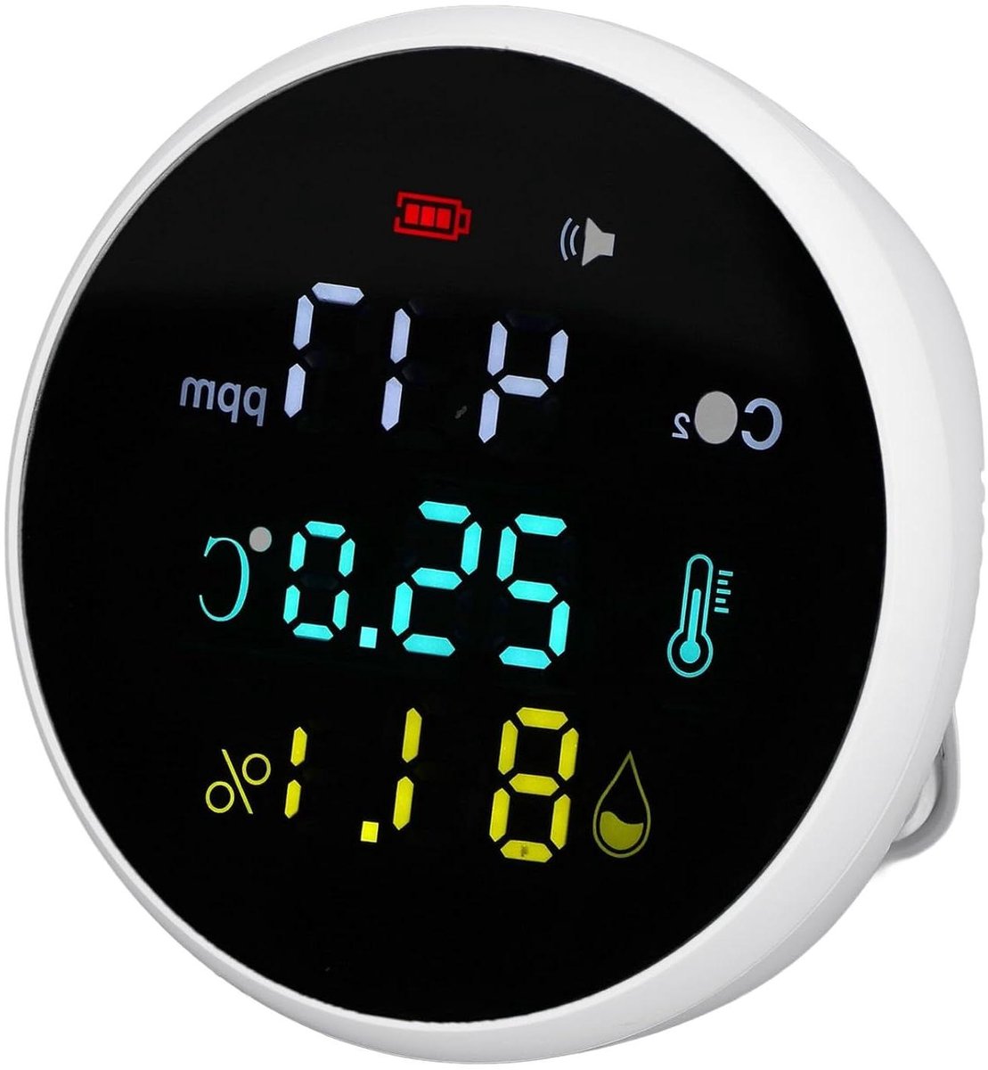 Allecto - Spacnana CO2 Temperatuur en Vochtigheid Monitor - Real-time Meting met Alarm, 400-5000 PPM