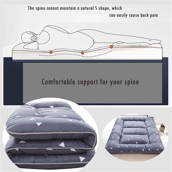 Futon Matras - Japanse Mat - Extra Slaapplek - Ergonomisch Ontworpen - 90 x 200 cm - Grijs — afbeelding 3