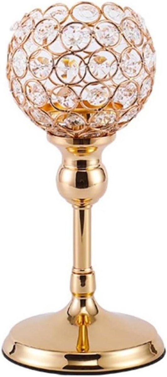 Metalen Kandelaar - Kaarshouder Kristal - Eettafel Decoratie - Stijlvol Design - 39.5 cm -