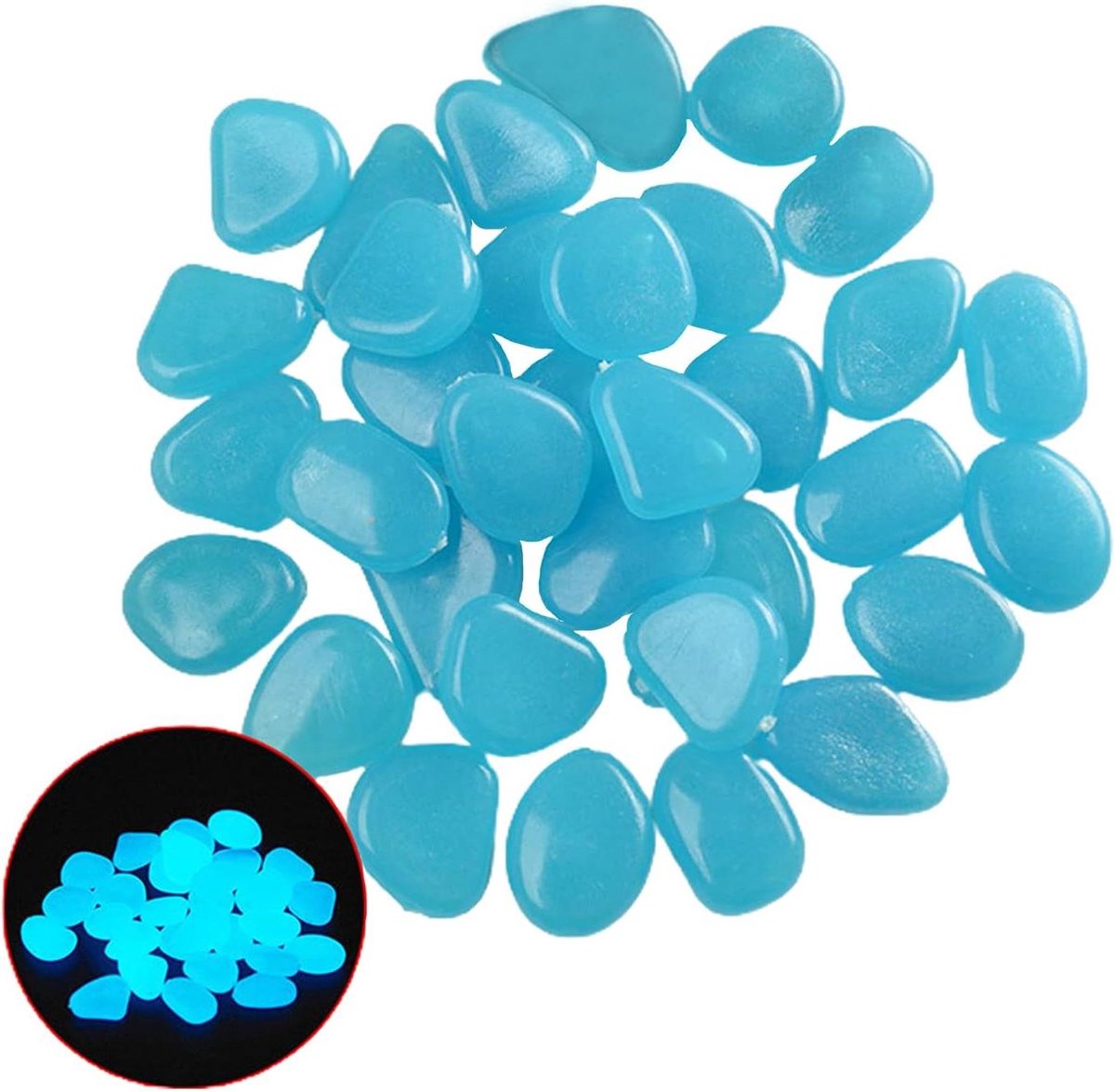 300 STKS Glow in The Dark Simulatie Kiezels Stenen, Hars Glow Rocks Kiezel Lichtgevende Steen voor Aquarium Grind Tuin Achtertuin Pathway Gazon Loopbruggen Oprit Grind Decoratie
