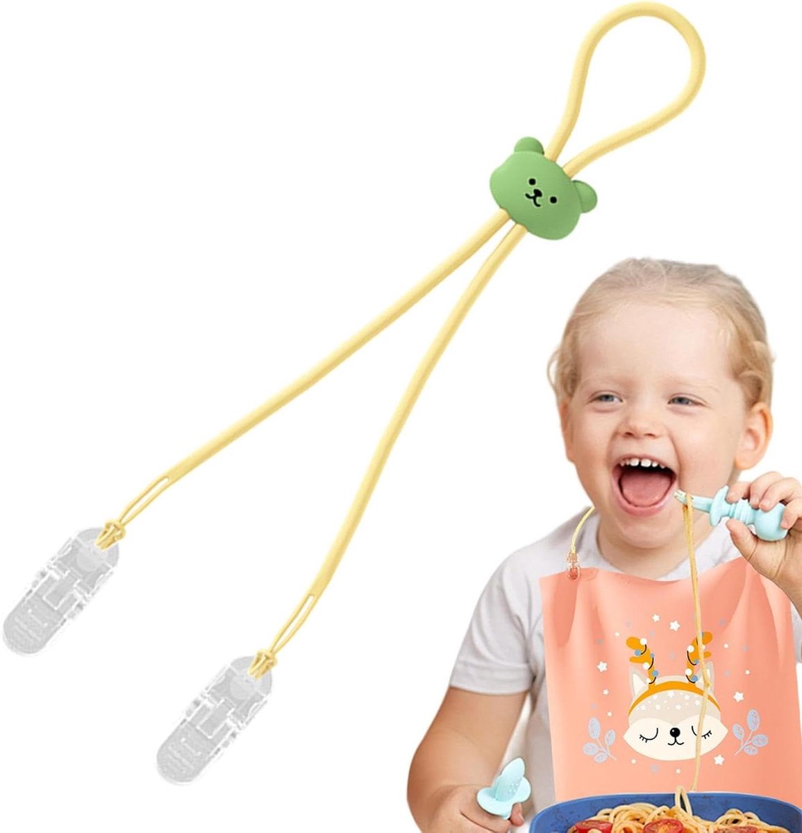 Slabbetjes Clip - Eet Bescherming - Netjes Eten - Cartoon Beer Design - 28.5 cm - Diverse kleuren