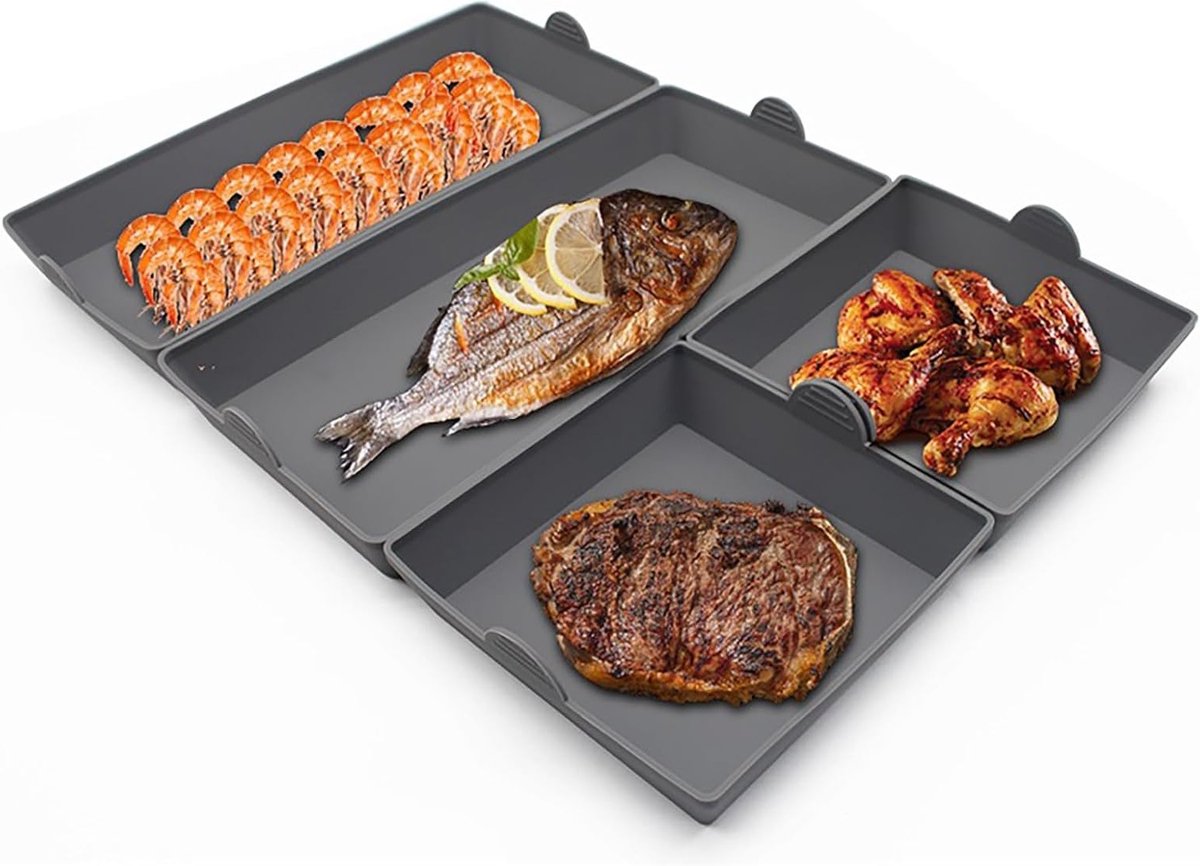 Siliconen Bakpan Verdelers, 4 Stuks Antiaanbak Bakplaten voor Oven, Herbruikbare en Hittebestendige Griddle Sets Geschikt voor Airfryer en Magnetron, Veilig en Makkelijk Schoon te Maken