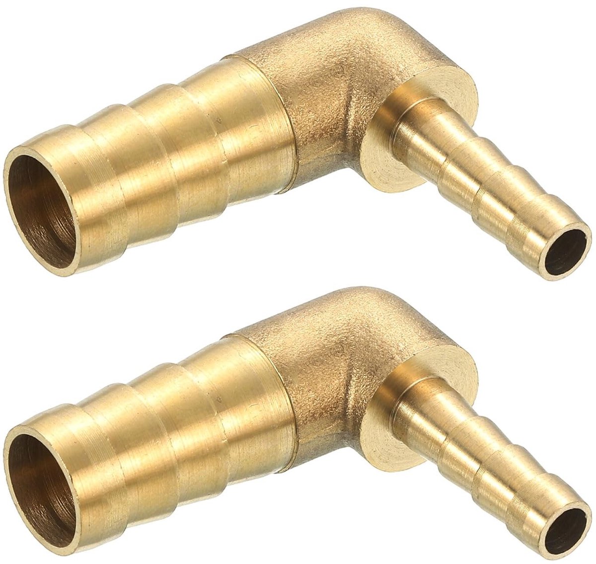 aladdien - Brass Hose Connectors - L Hoekverbinding - Hoge kwaliteit - 1/2"x1/4" ID - Water en lucht slangen - Duurzaam - 2 stuks