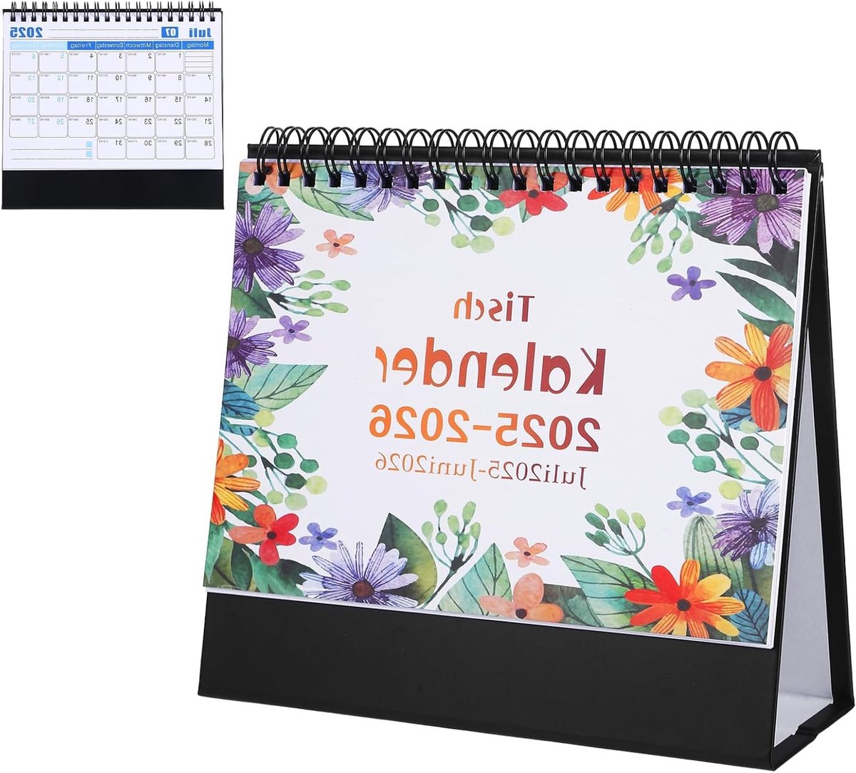 Driehoekige tafelkalender van juli 2025 tot juni 2026, stabiele planner voor kantoor, kleurrijke maandelijkse agenda en datums voor een georganiseerd jaar