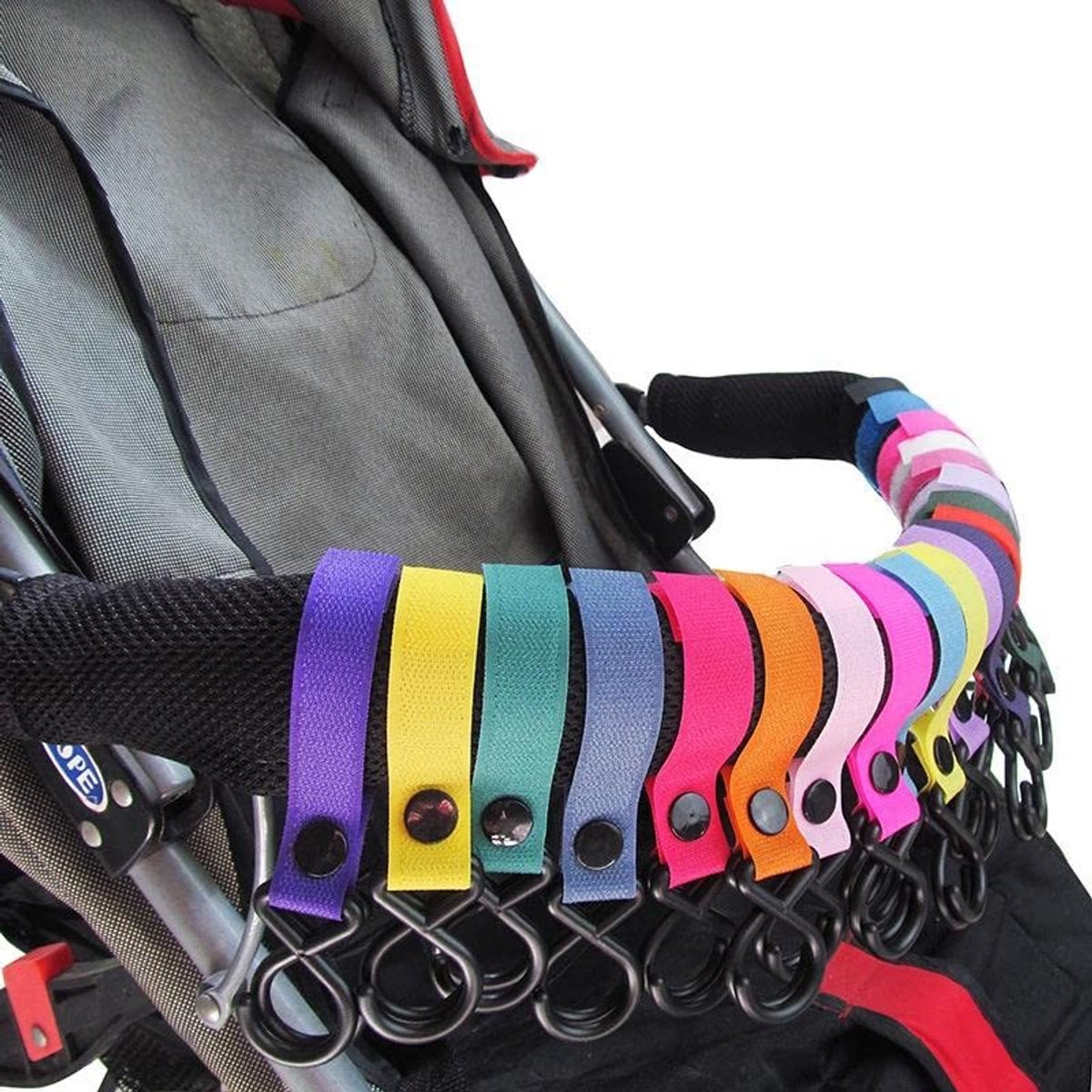 ONF3 - Kinderwagenhouder - Kinderwagen haken - Draagtas ophangclip - Willekeurige kleuren - Handig voor winkelen - Inclusief 10 stuks
