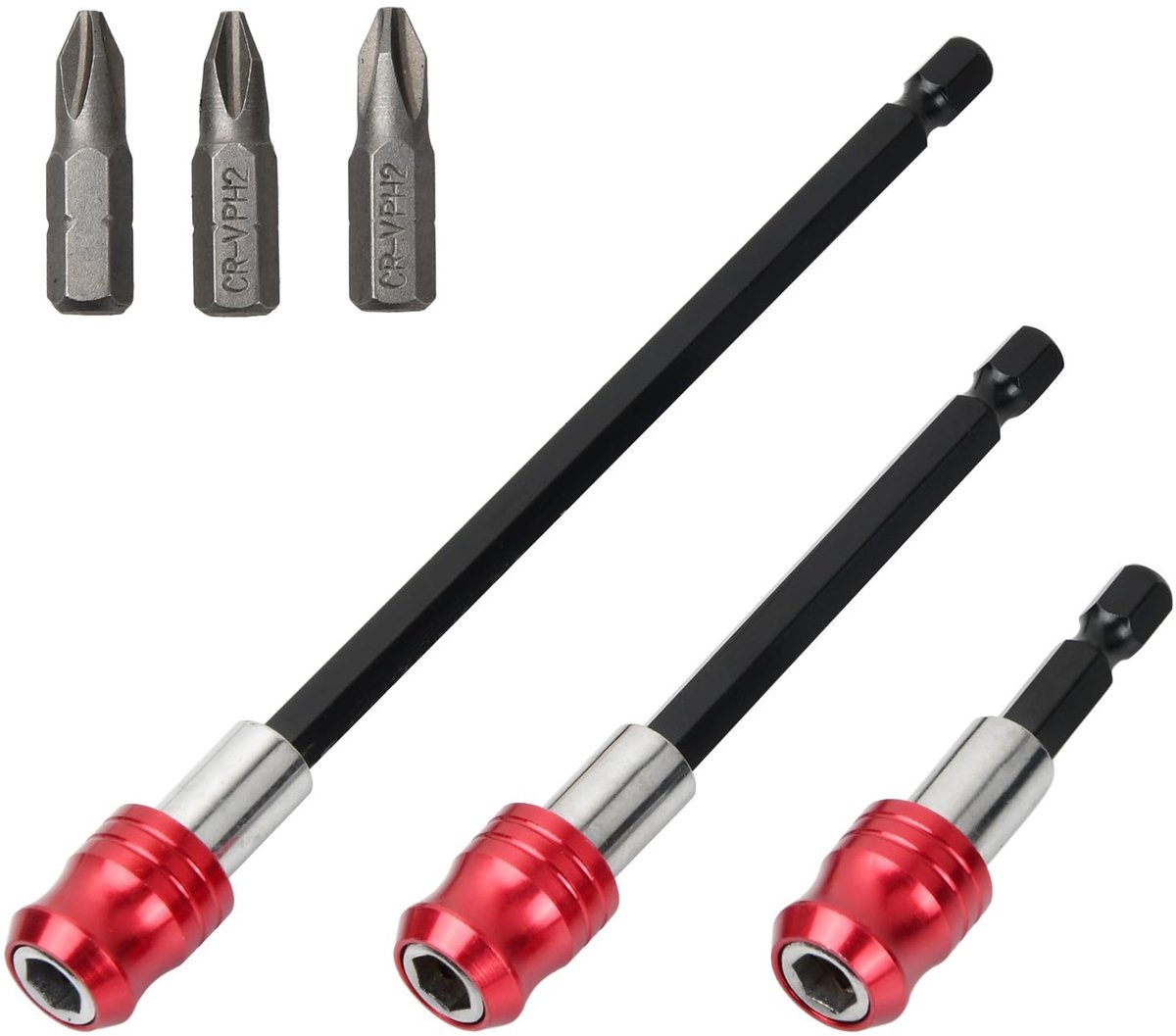 aladdien - Magnetische Bithouder - 3 Stuks - Voor Moeilijk Bereikbare Plaatsen - 1/4 Inch - Krachtige Magnetische Grip - Geschikt voor Klussen - 60 ..