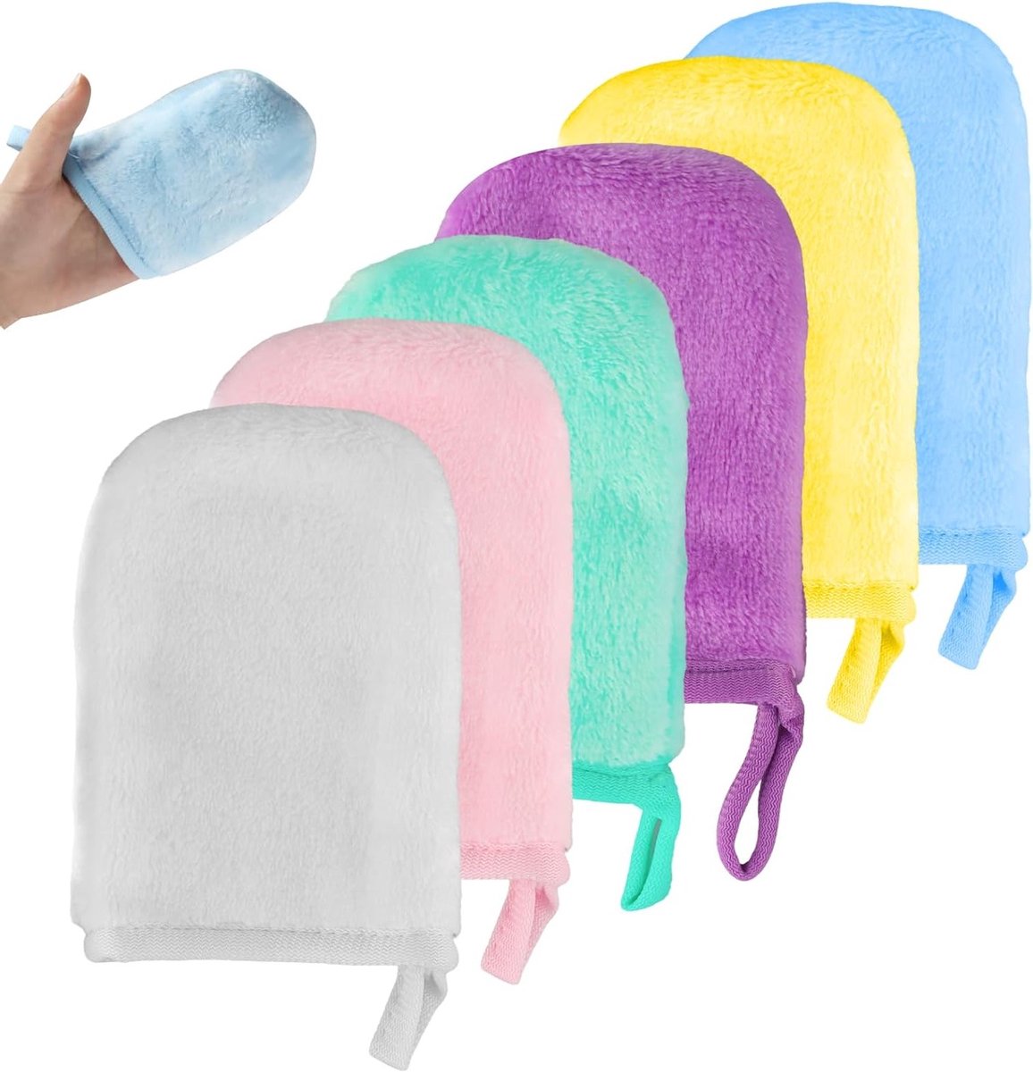 Herbruikbare Make-up Verwijderhandschoenen, Set van 6 Microvezel Gezichtsdoeken, Zachte Reinigingshandschoenen voor Alle Huidtypes en Effectieve Make-up Verwijdering