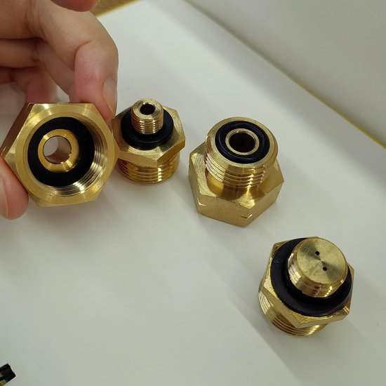 Jhubersproducts - 4-delig gasfles adapterset - Euro gasadapter - Vullen Duitse gasflessen in het buitenland - Messing gasadapter - Voor buitengebruik van Jhubersproducts — afbeelding 5