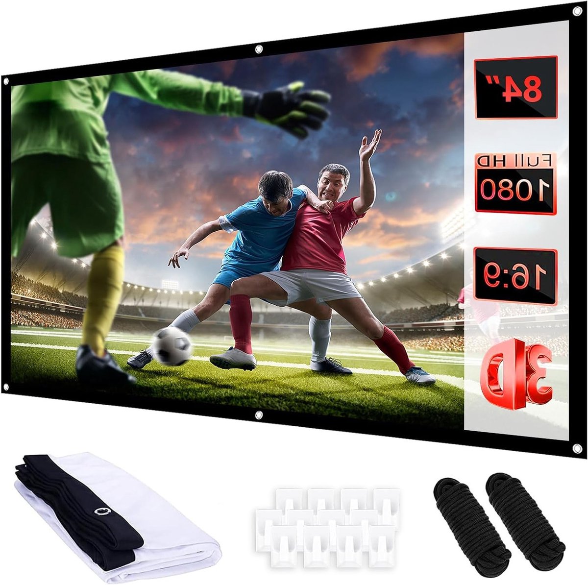 Projectiescherm - Beamer doek - Thuisbioscoop maken - 180 graden kijkhoek - 84 inch 16:9 - Wit