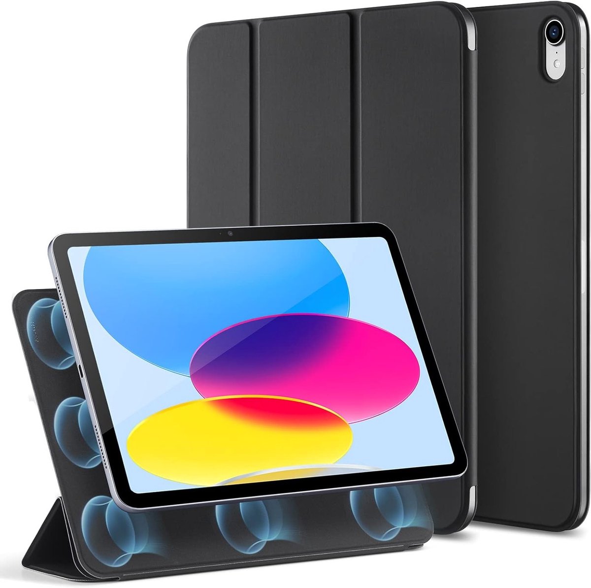 Praktische Magnetische iPad 10e Generatie Hoes met Driehoekige Stand en Lichtgewicht Bescherming, Zwart