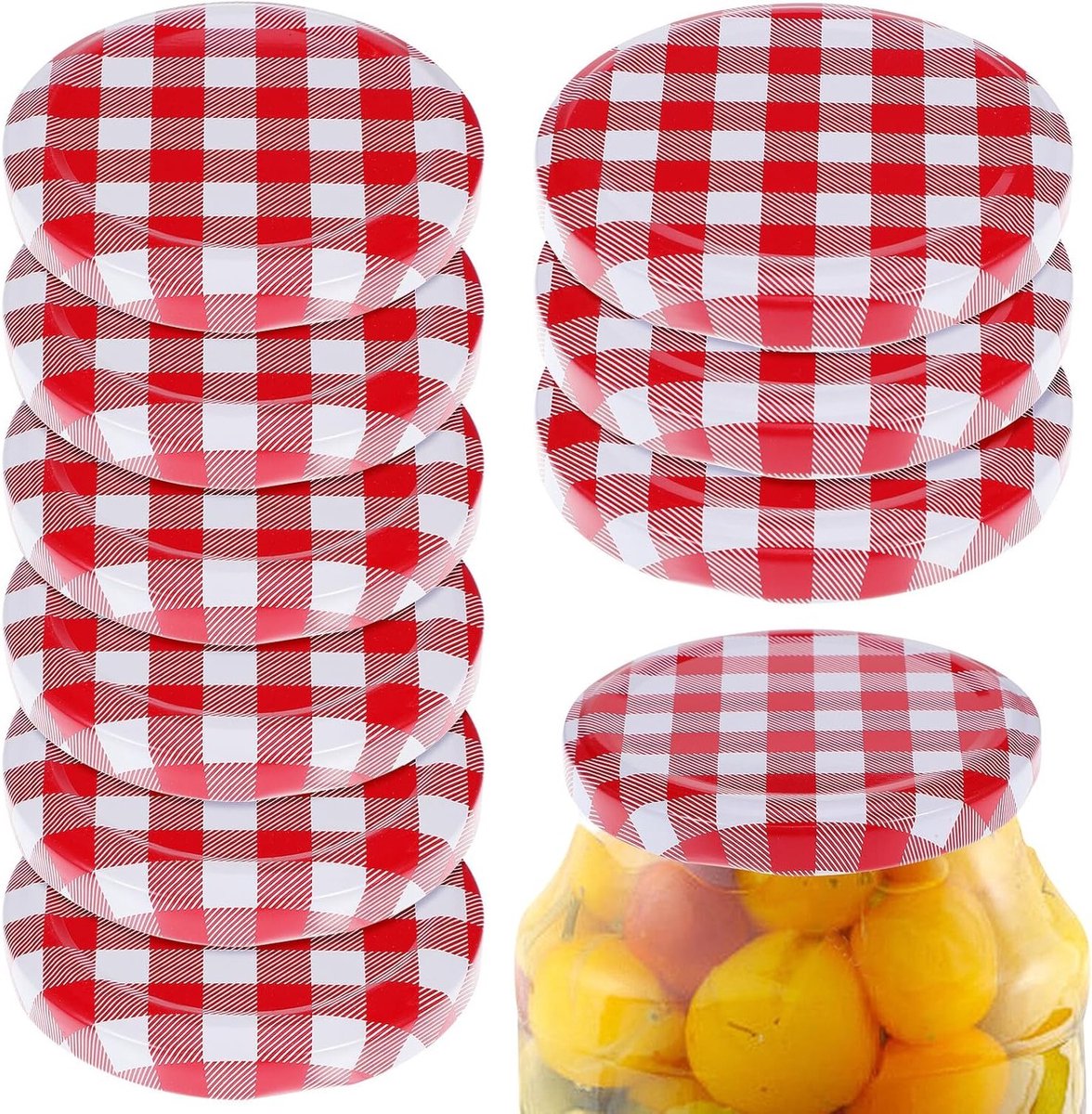 12 Stuks Herbruikbare Canning Jar Deksel met Brede Opening - Rood, Ideaal voor Bewaren en Sealen van Potten en Flessen