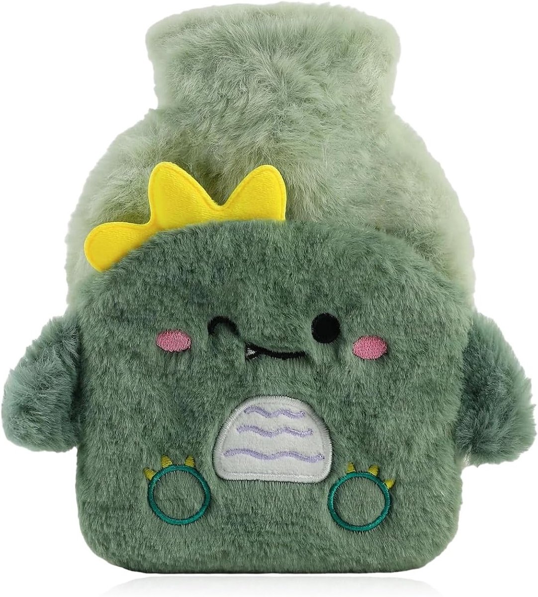 Fluffy Warmwaterkruik voor Kinderen, Schattige Bedkruik met Afneembare Hoes, Veilig en Lek