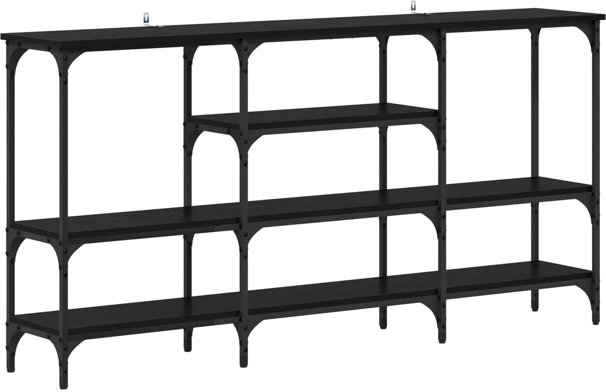 vidaXL Wandtafel - Zwart - eiken - 160 - x - 29 - x - 80 - cm - Bewerkt - hout Zwart eiken