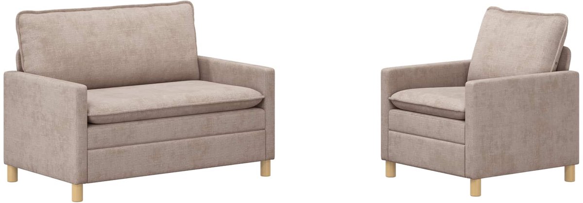 vidaXL - Bankstel - 2 - st - Beige - Polyester
