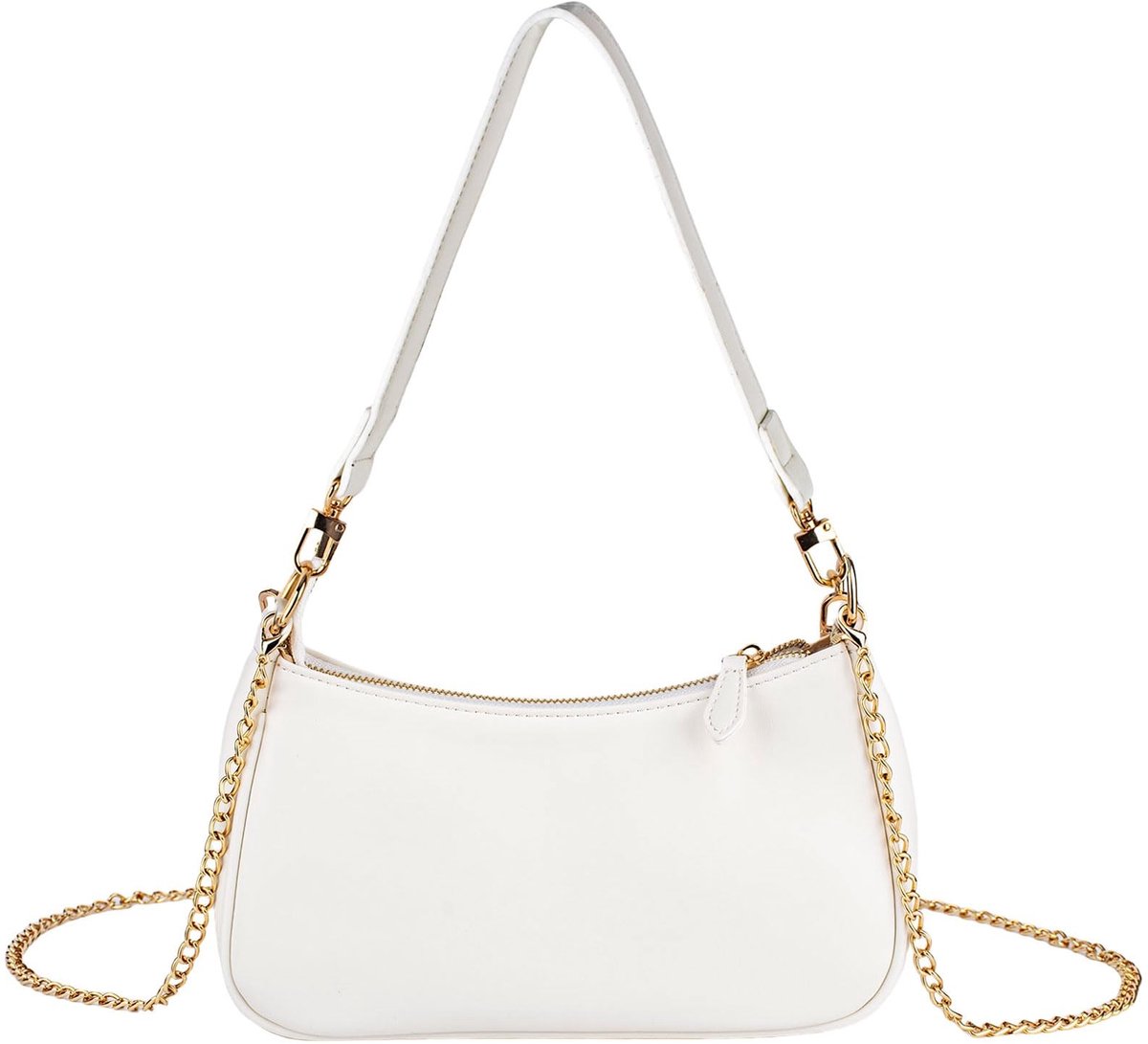 SSKHE Clutch Handbag met Ketting - PU Leren Schoudertas voor Vrouwen - Wit