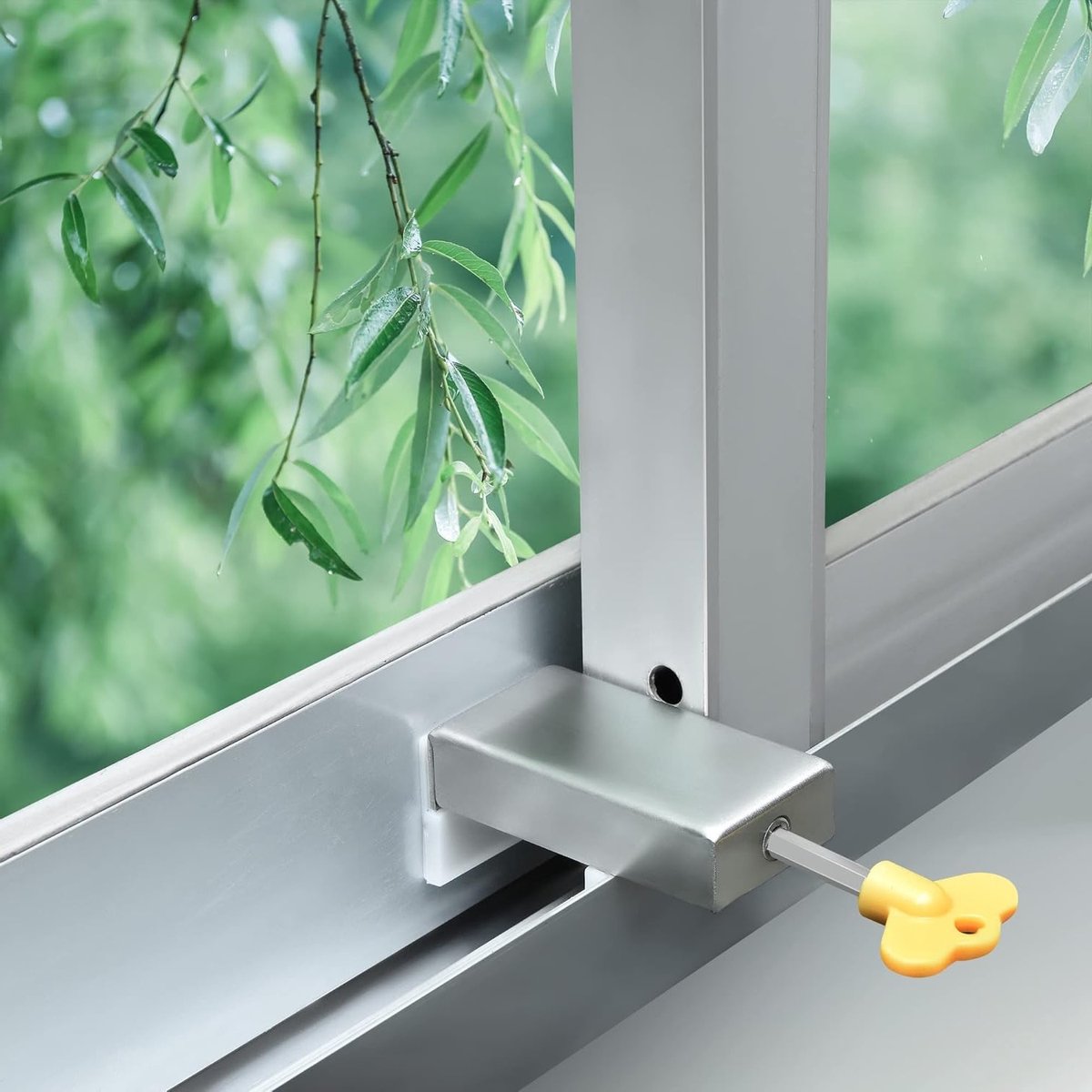 2 Stuks Aluminium Sliding Raam Veiligheidsloten met Sleutel en Kinderveiligheidsbegrenzer voor Extra Bescherming