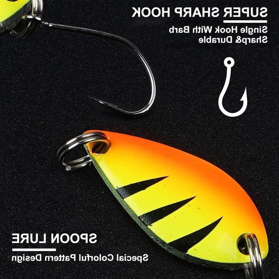 Trout Spoon Set - 16pcs Trout Bait Lures - Spinner Flasher Set - Vissen met Bait Spoons - 3.5g/5g Fishing Accessories Set met Opbergtas voor Perch, Pike, Zander en Trout Fishing — afbeelding 3