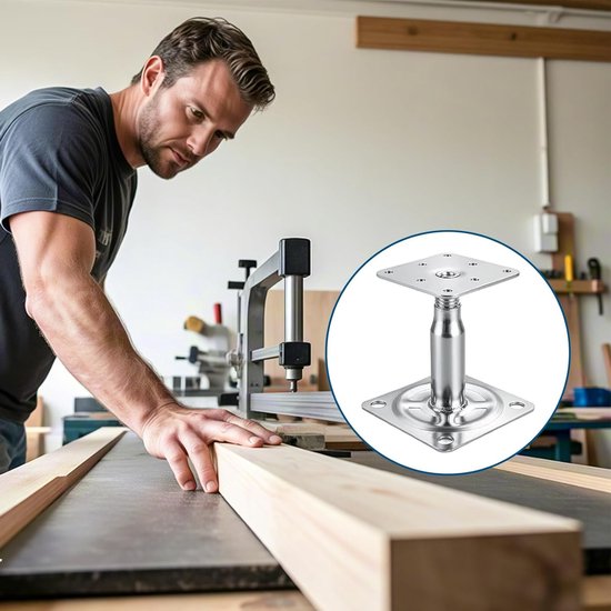 Set van 4 Verstelbare Poststeunen voor Hekken en Carports, Hoogte 100-150 mm, Inclusief 16 Schroeven en Gegalvaniseerd Staal — afbeelding 4