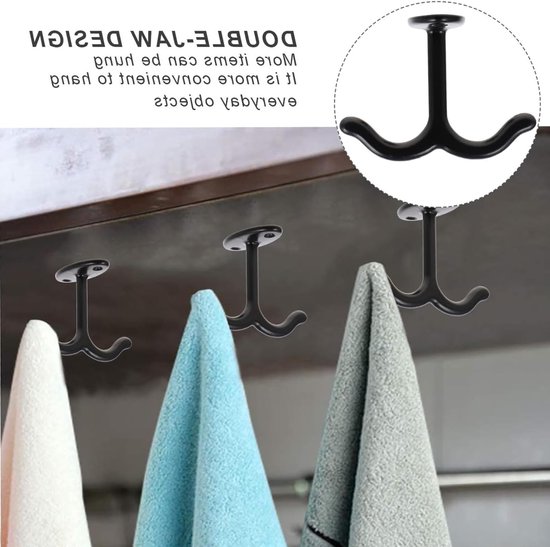 Plafondhaken - Dubbele Haken - Decoratie Ophangen - Robuust Zink - 5 Stuks - Zwart — afbeelding 4