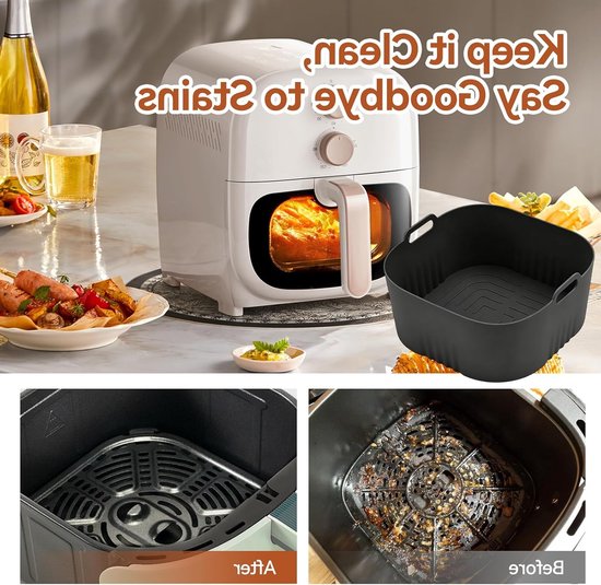 Set van 2 Siliconen Mallen voor Airfryer - Ideaal voor Bakken, Koken en Grillen, Geschikt voor 4.1L Modellen van Merkloos — afbeelding 3