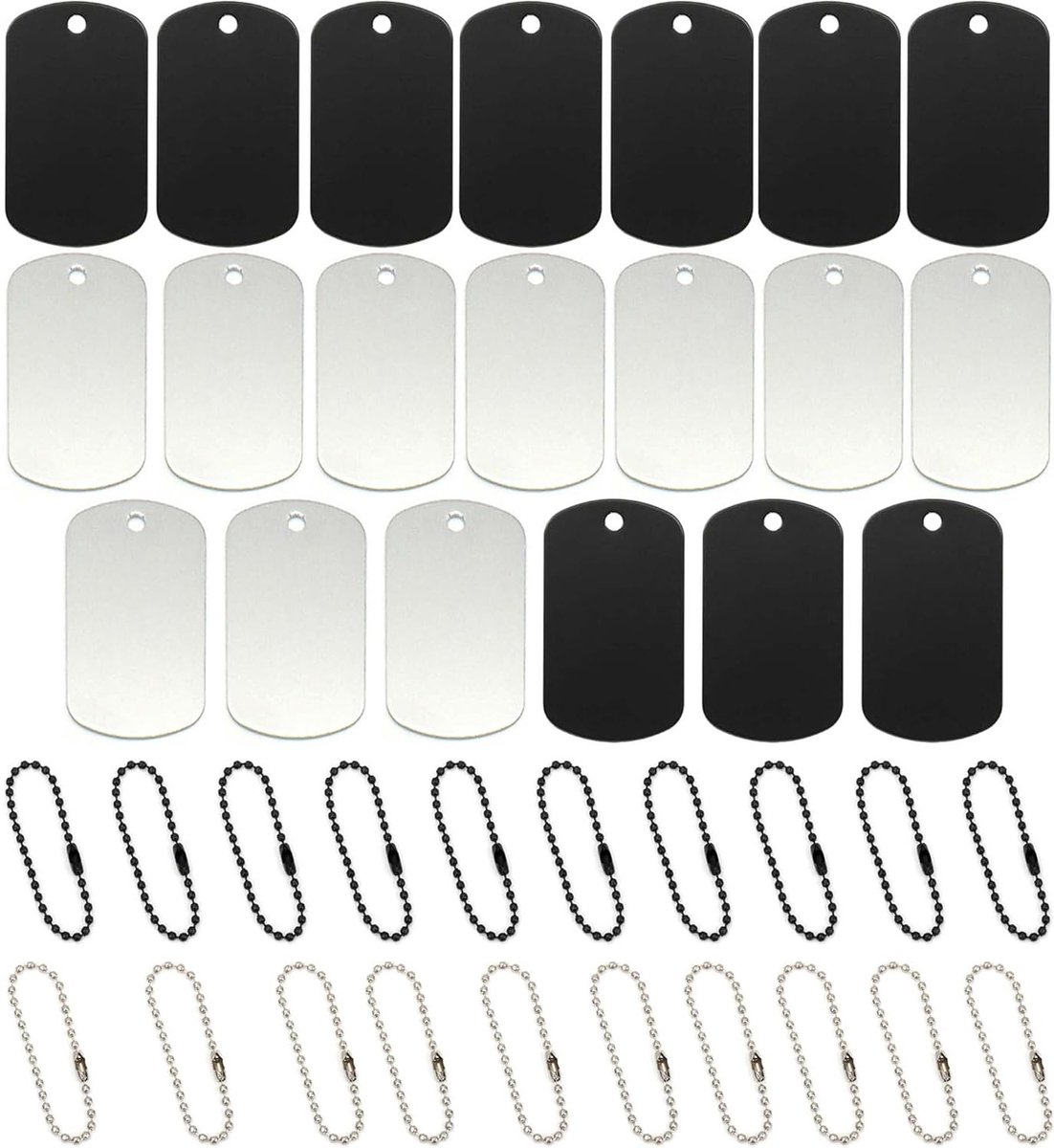 Aluminium lege hondenlabels voor graveren, metalen tags met ketting voor nummerlabel en pendantdecoratie (20 stuks)