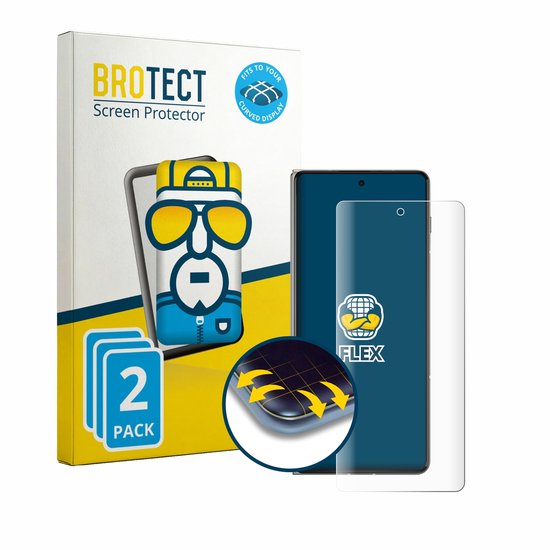 BROTECT verpakking voor 2 schermprotectoren met grafische weergave van een masker en een smartphone.