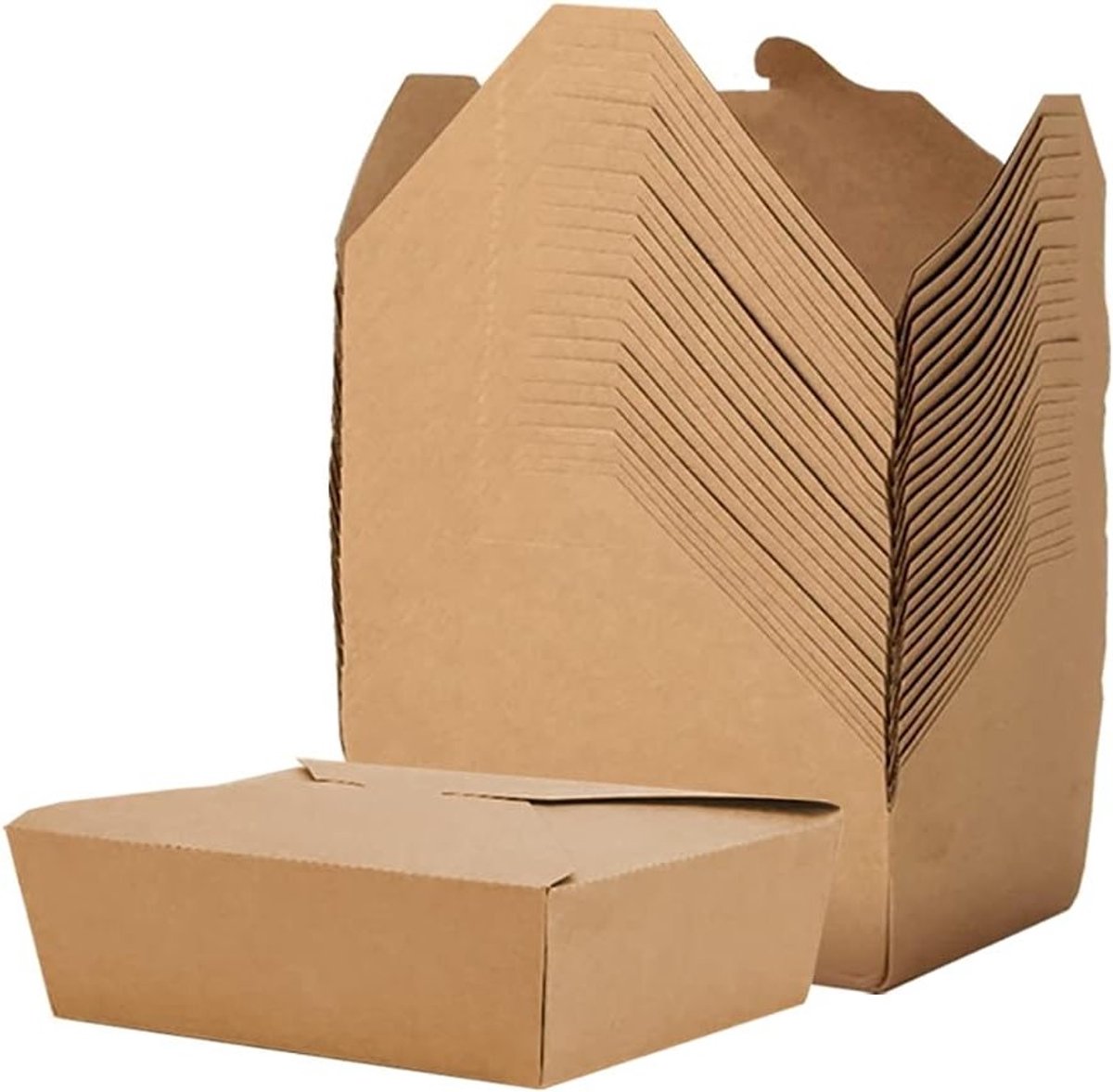 25 Stuks Afhaalverpakkingen voor Salades en Snacks - Waterdicht Kraftpapier voor Sandwiches, Taarten en Burgers (1000 ml)