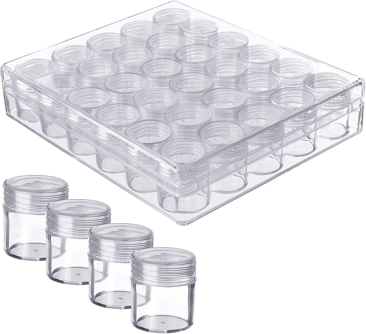 byou Pearl Storage Container, Transparent Organiser, 30 Pieces, Plastic Box with Lid in Storage Box for Rings Earrings - ShopVlot