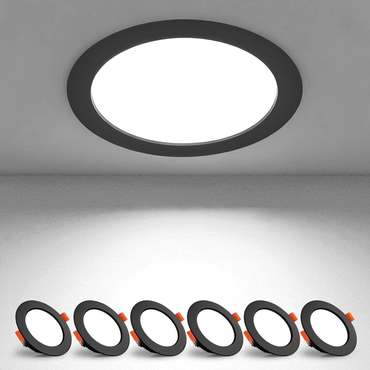 7x LED Inbouwspotjes 220V 7W IP44 Extra Plat 6000K Wit Rond Voor Badkamer Keuken en Woonkamer - Energiezuinige Verlichting met 65-75mm Inbouwmaat