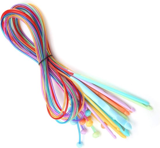 Set van 12 Lange Haaknaalden voor Tunisch Haken in Diverse Kleuren, Ideaal voor Beginners en Gevorderden, Inclusief Maten van 3.5mm tot 12mm, Perfecte Haakbenodigdheden en Breiaccessoires — afbeelding 2