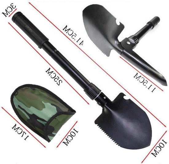 Dailygoods- Vouwspade Premium - Veldspade - Inklapbaar - Hoogwaardig Gelegeerd Staal - Multifunctioneel - Inclusief Kompas - Schep van Dailygoods — afbeelding 5