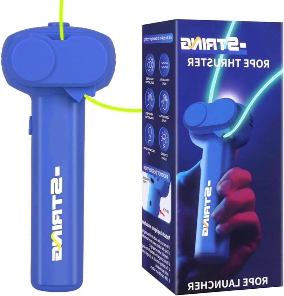 Lasso String Shooter voor Kinderen, Glow in The Dark Speelgoed, Handheld Rope Launcher en Game Shooter String Toy voor Buitenactiviteiten en Avontuurlijke Spellen