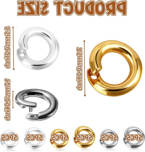30 Stuks Open Einde Splitringen voor Sieraden Maken, 18K Goud en Zilver, Ideaal voor Armbanden en Ringen, Hoogwaardige Koperbasis, Diverse Maten 5mm en 7.5mm van Merkloos — afbeelding 5