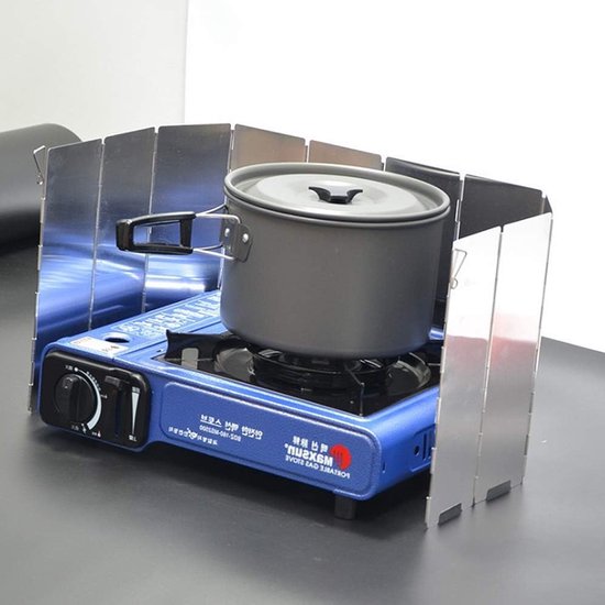 Vouwbare Aluminium Windscherm voor Buiten Campingstoof, Inclusief Opbergtas en Bescherming tegen Wind van Merkloos — afbeelding 4