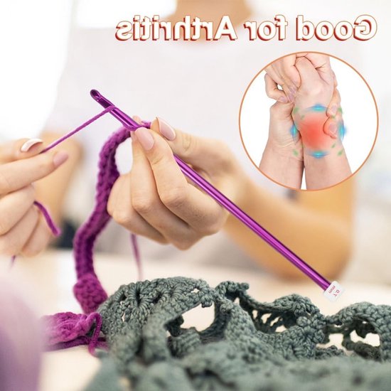 Set van 11 Tunisische Haaknaalden van 27 cm, Kleurige Aluminium Haaknaalden voor Beginners, Ideaal voor Amigurumi en Breiwerk, Maten 2mm - 8mm van Merkloos — afbeelding 4