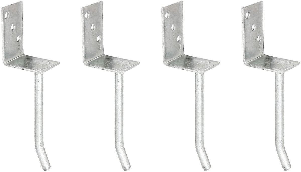 Alberts 215019 L-paalhouder | met betonanker van rondstaal | thermisch verzinkt | breedte 80 mm | lengte van wapeningsstaal 200 mm | set van 4