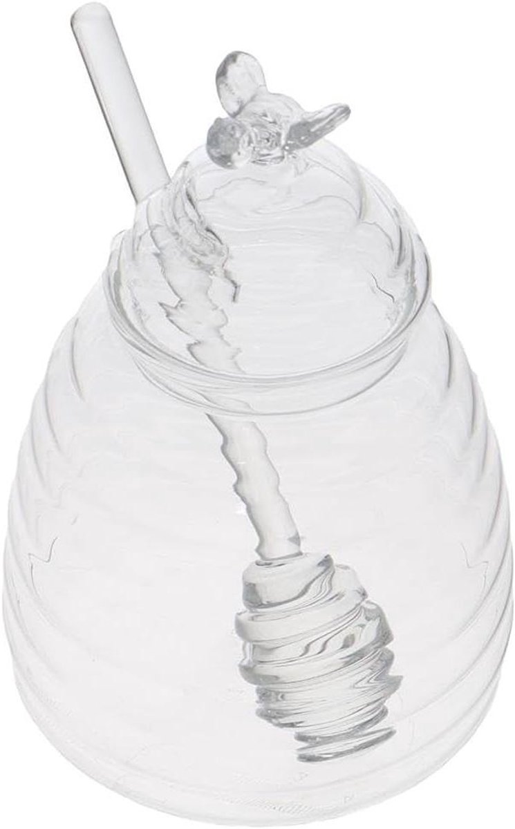 Honingpot met Lepel - Honing Dispenser - Honing Serveren - Luchtdichte Deksel - 425 ml - Rood