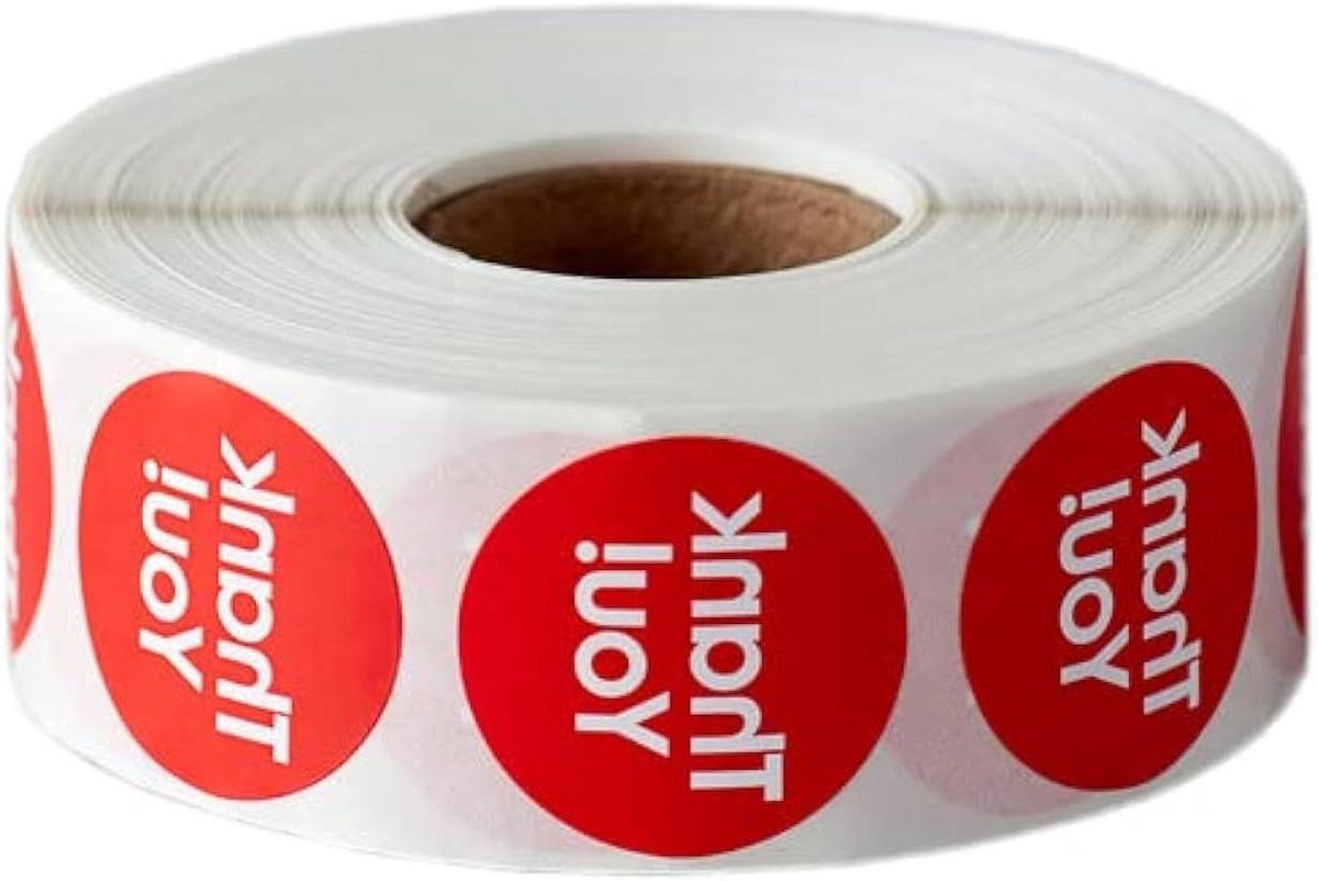 Dank u Etiketten - Rode Stickers - Waardering Tonen - Permanente Lijm - 1000 stuks - Rood