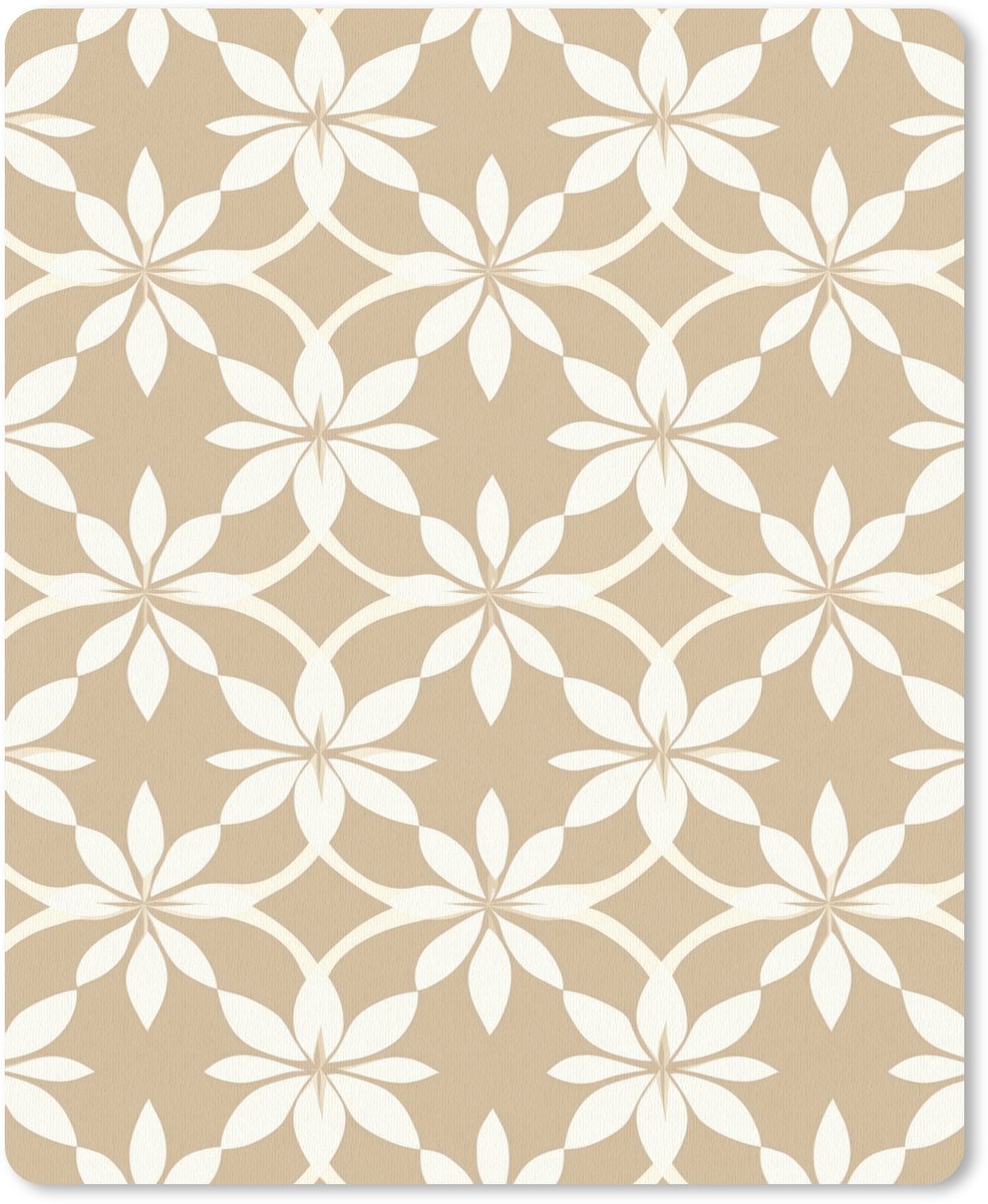 Muismat 12x16 cm - Mousepad Bloemen - Patroon - Beige - Muismatten