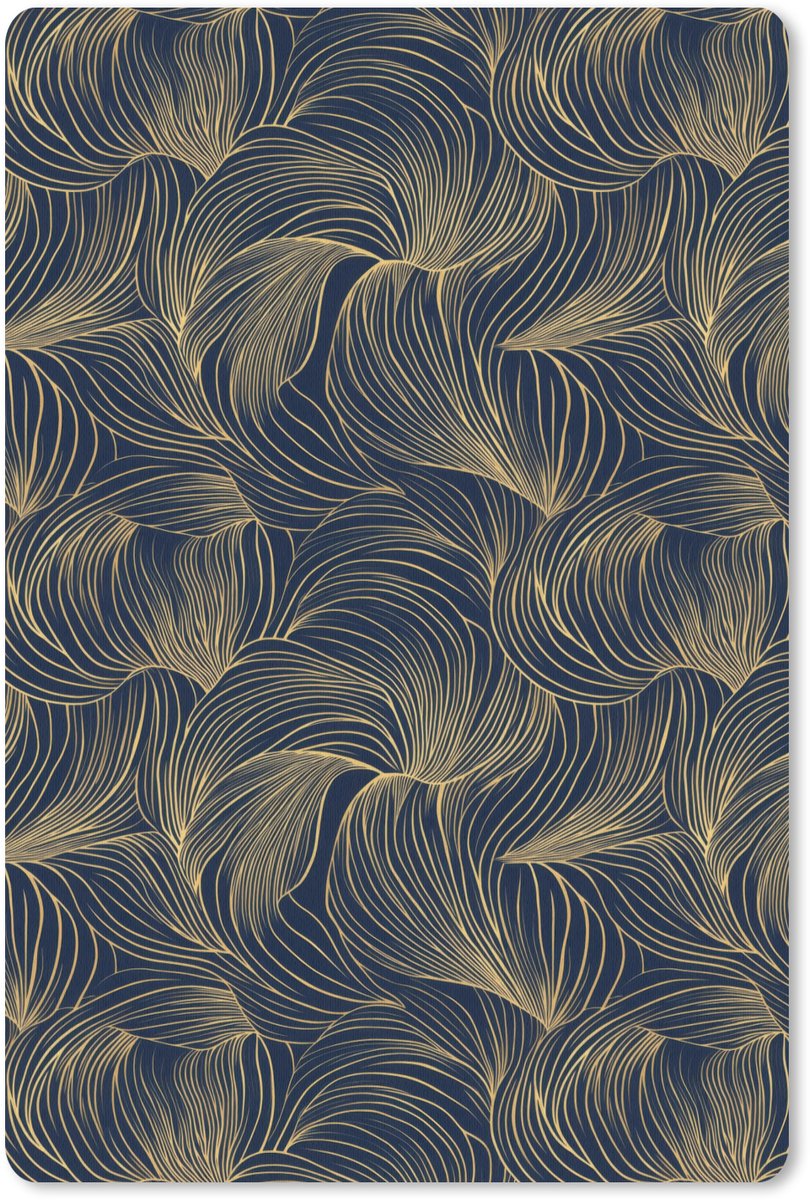 Muismat 13x20 cm - Mousepad Abstract - Lijnen - Blauw - Goud - Muismatten