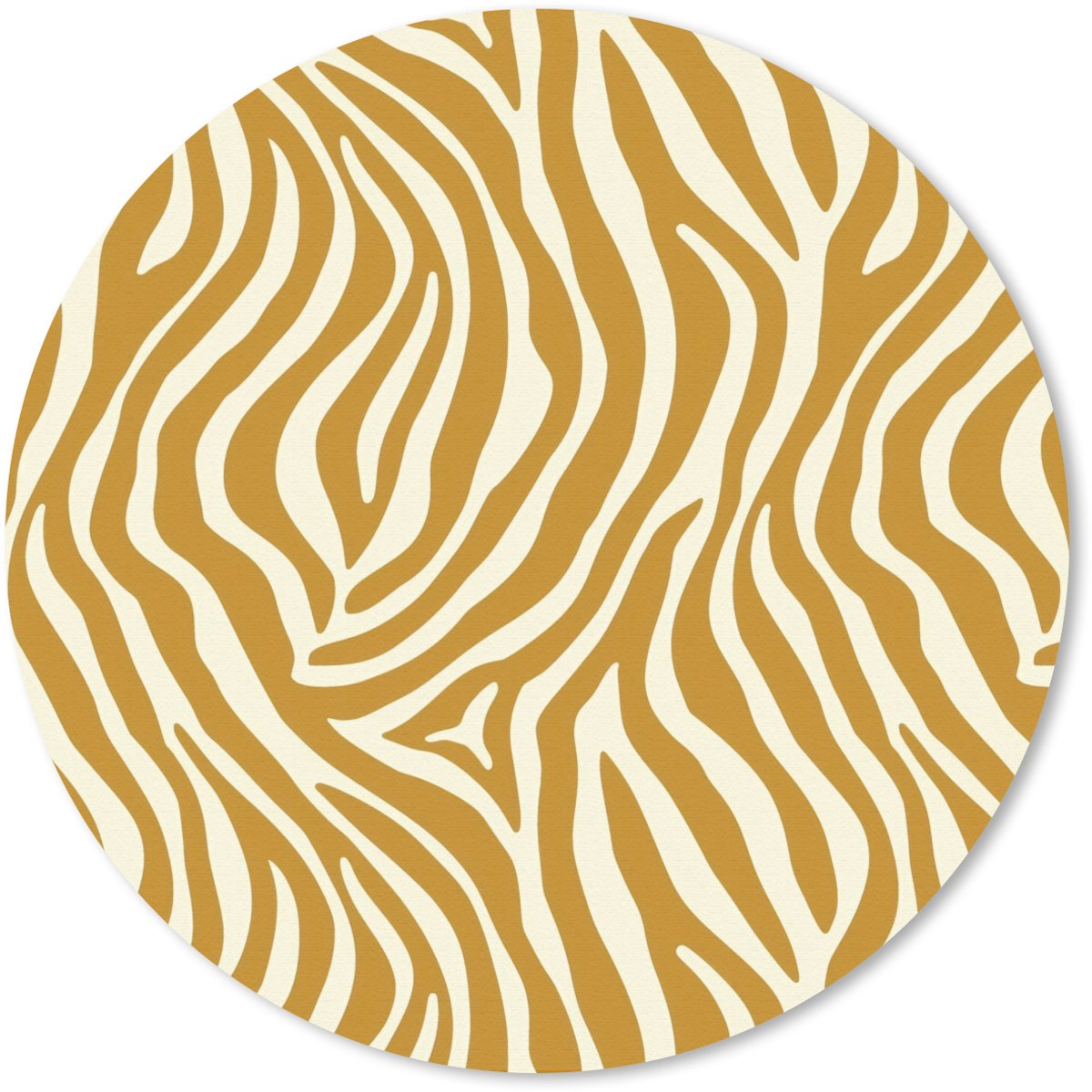 Muismat rond 30x30 cm - Mousepad Zebra - Klassiek - Oker - Geel - Ronde muismatten