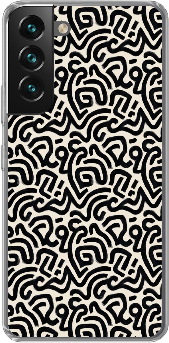 Telefoonhoesje Geschikt voor Samsung Galaxy S22 hoesje - Modern - Abstract - Zwart - Siliconen Telefoonhoesje Telefoonhoesje