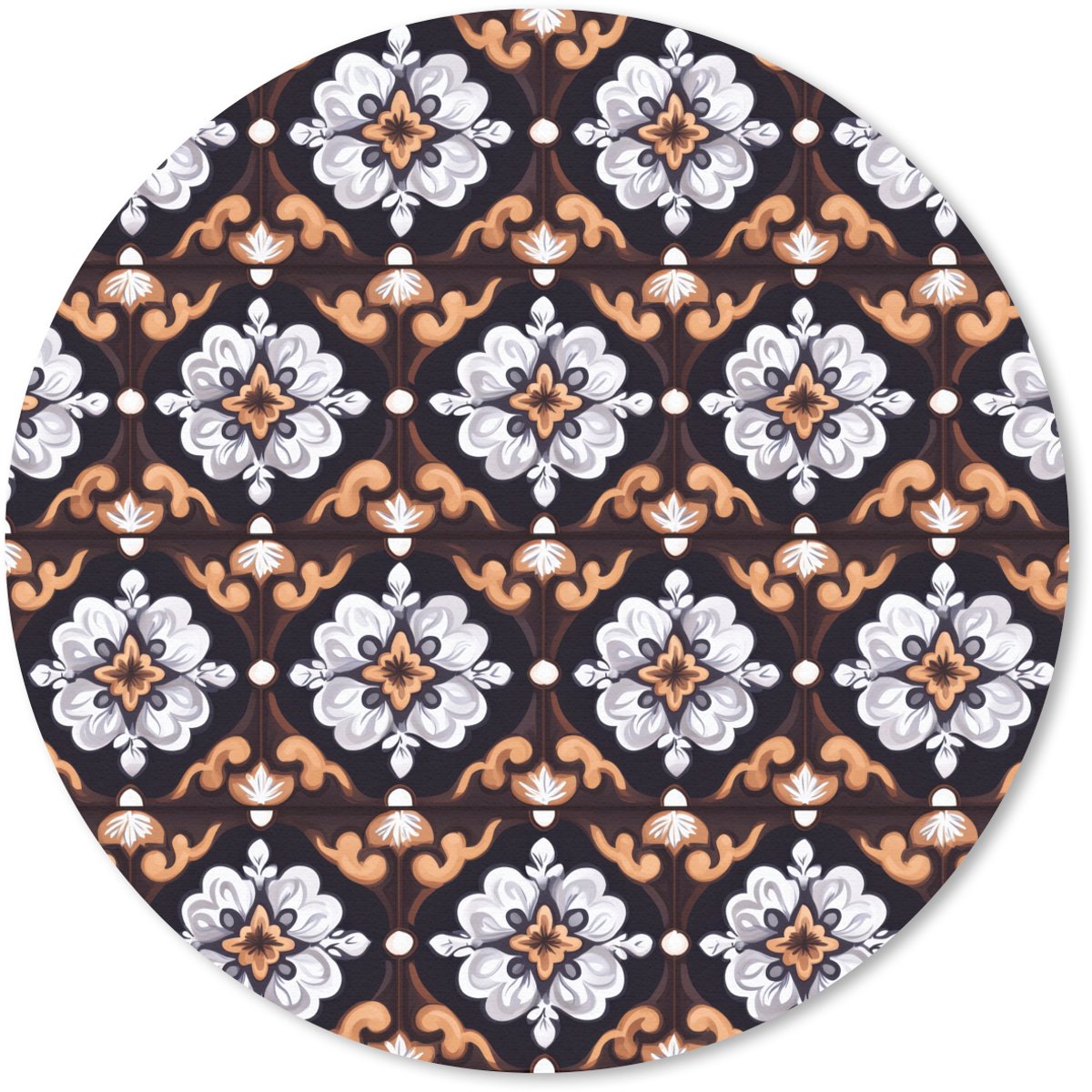 Muismat rond 40x40 cm - Mousepad traditioneel - Element - Kleurrijk - Ronde muismatten