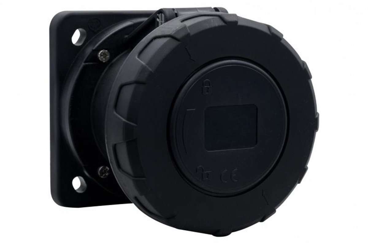 F-ELEKTRO - Industriële Wandcontactdoos - 16A - 5-polig - 380V-415V - IP67 - Zwart