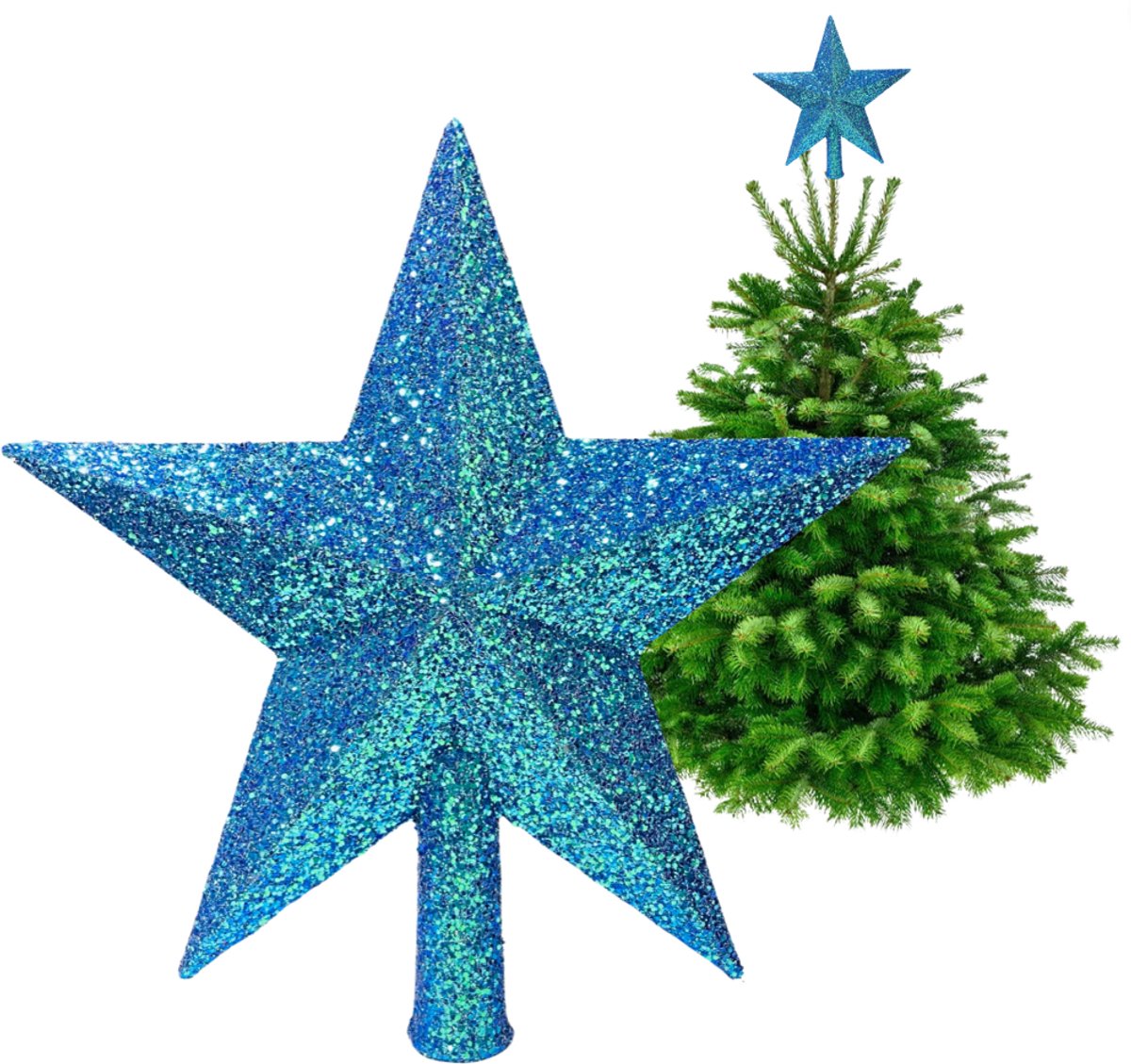Inspiruj - Kerstboomtop - Glitterster - Holografisch - Blauw