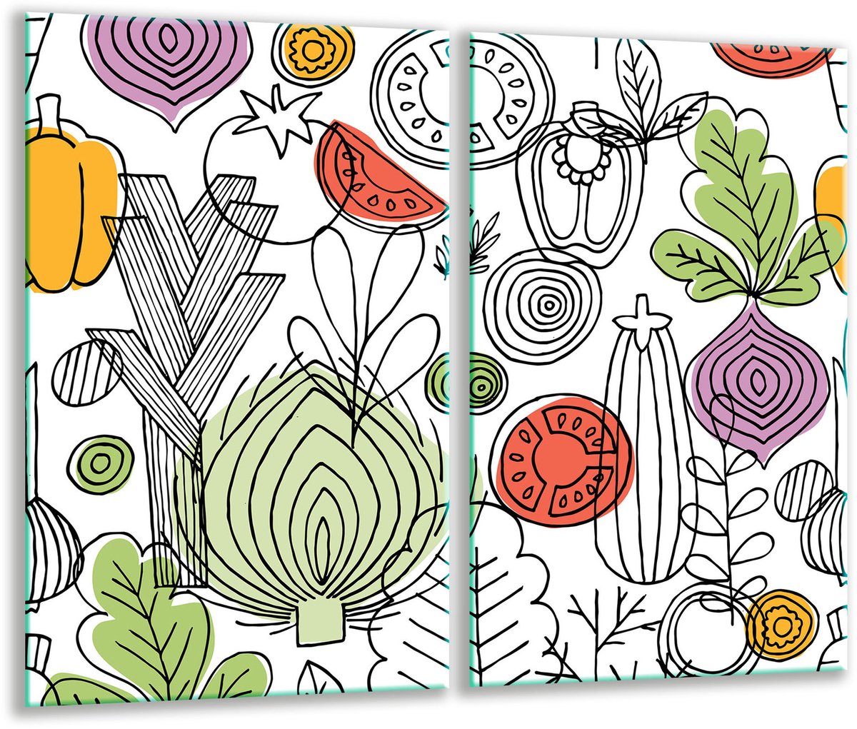 TMK ArtDeko - Snijplank - Glas - 2x 30x52 cm - Kleurrijk Design