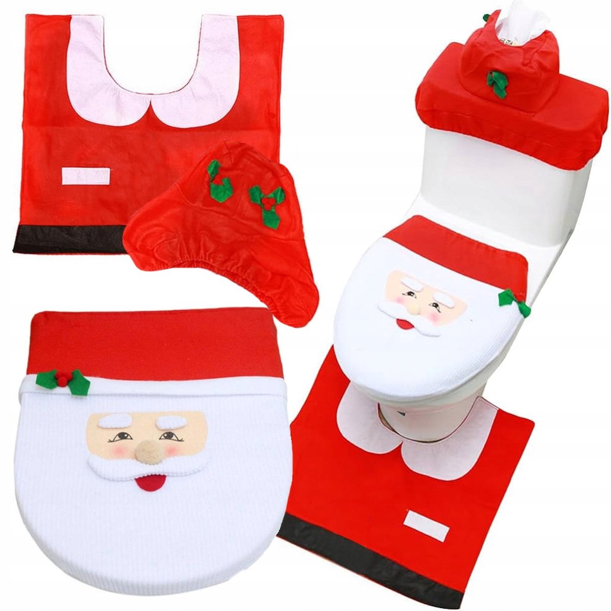Hangzhou A Link Star Technology - Kerstmis Badkamer Set - Rood - 3-delig - Antislip