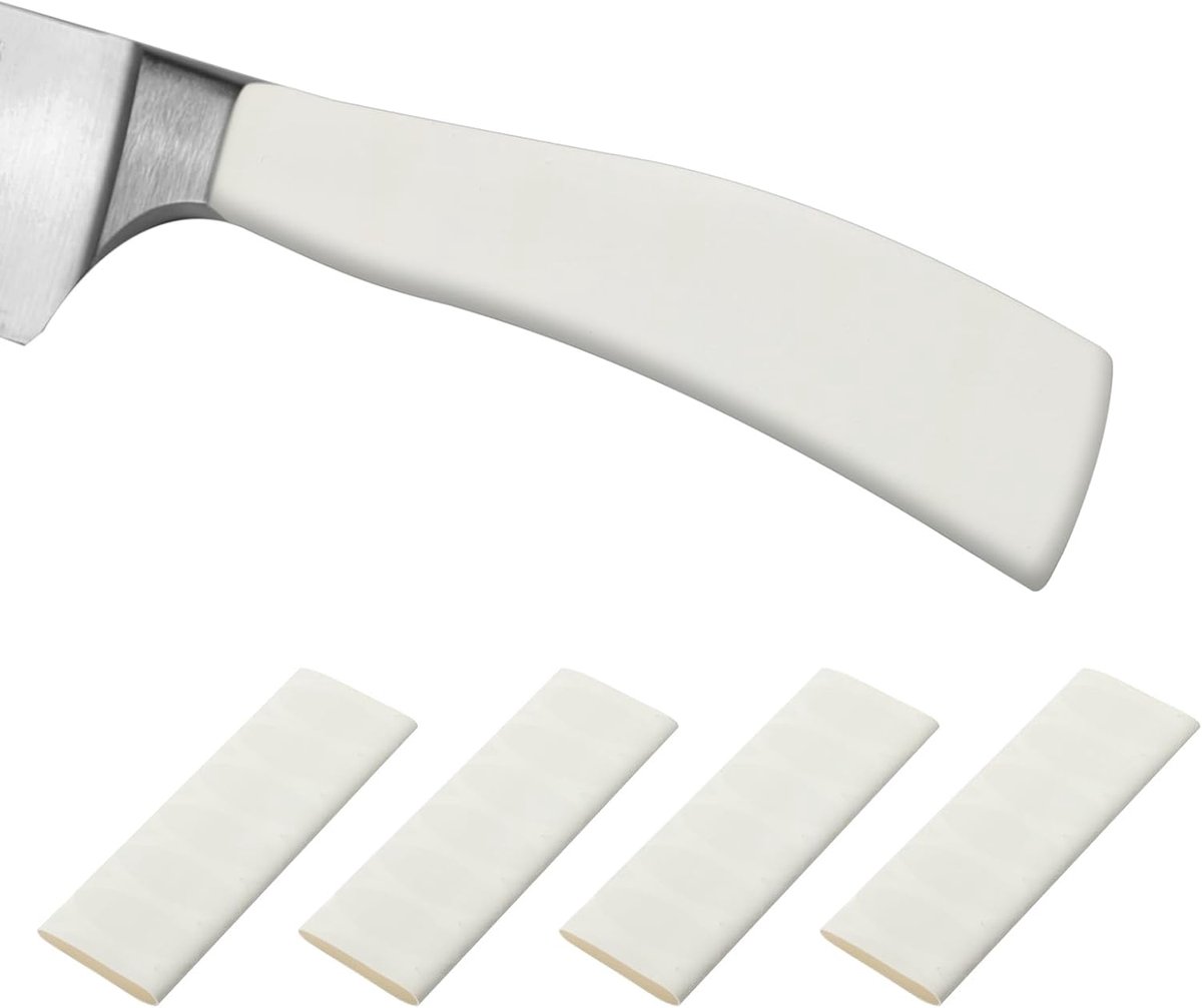 Snijmes Handvat Krimpkous 5,6 cm x 12,4 cm - 4 Pack Chef Cutter Antislip Wrap voor Keukenmes Management - Wit Ovaal Patroon