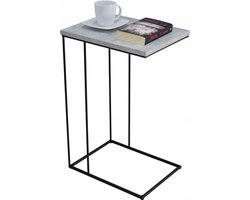 FutuStal - Bijzettafel Druciany - Zwart Beton Licht - Metaal en Laminaat - 62cm Hoog