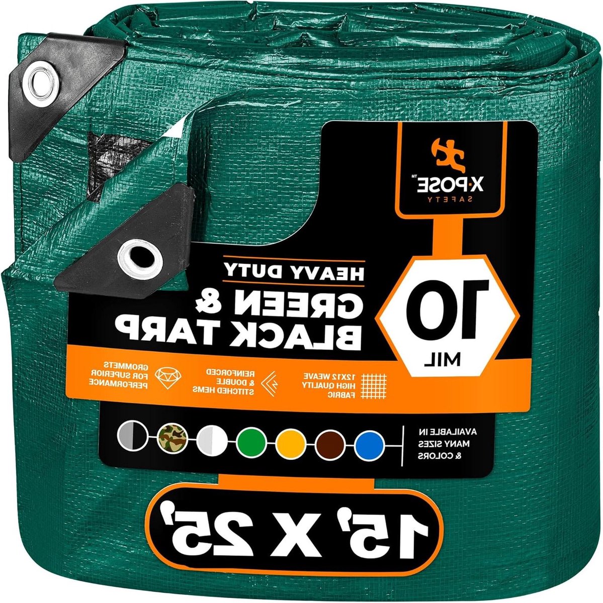 Robuust Afdekzeil - Waterdicht Zeil - Spullen Beschermen - UV-blokkerend - 4.6 m x 7.6 m - Groen/Zwart